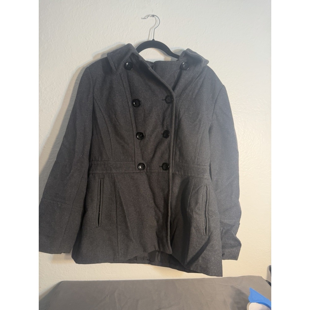 Michael Kors Women's Size XL Gray Wool Blend‎ Double Breasted Jacket Peacoat